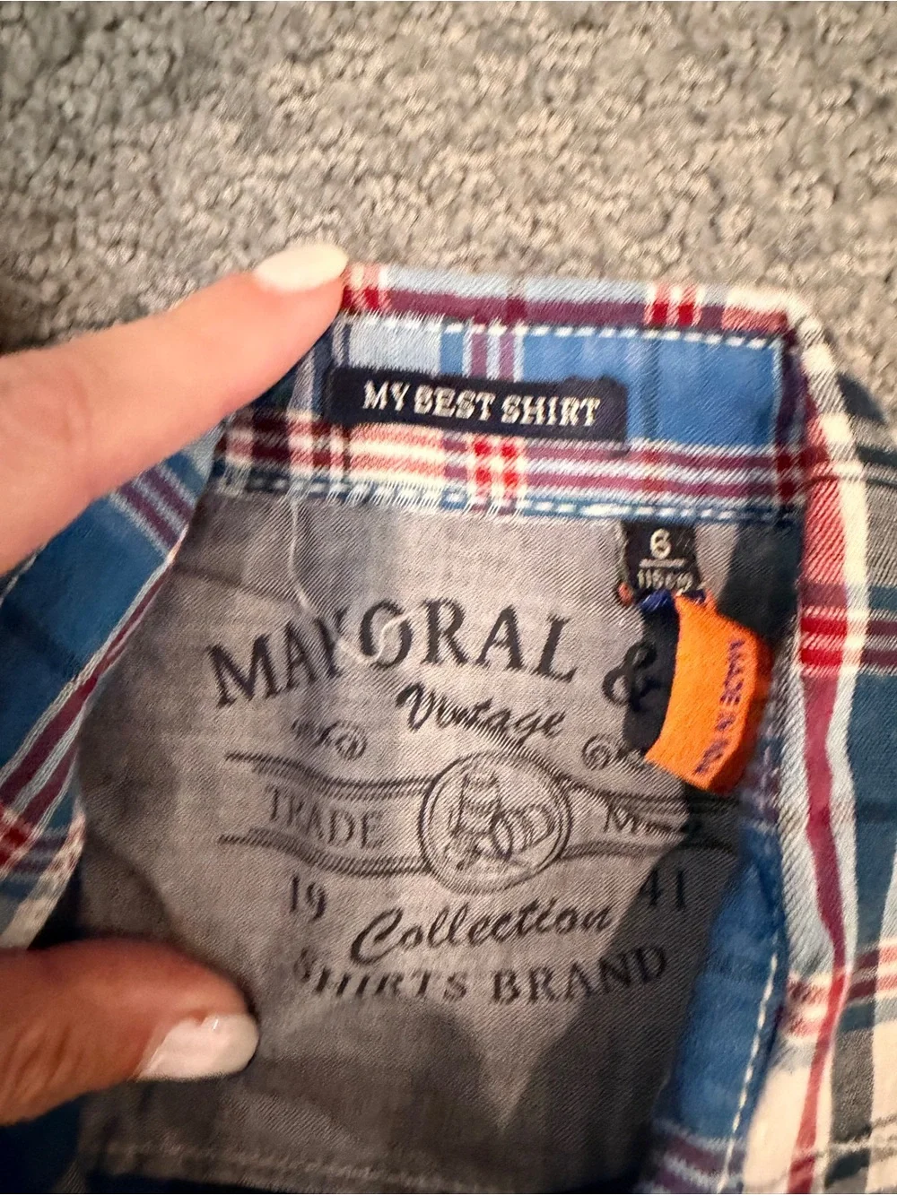 Mayoral Blue Red White Plaid Shirt